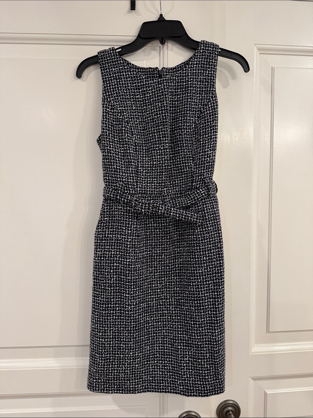 Banana Republic Black and White Tweed Midi Sheath Dress